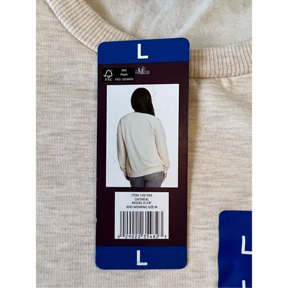 NWT! Gloria Vanderbilt Oatmeal Floral Lace Shoulder Sweater Large - Picture 5 of 6